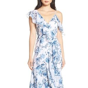 Blue floral Wayf midi dress (NWT)